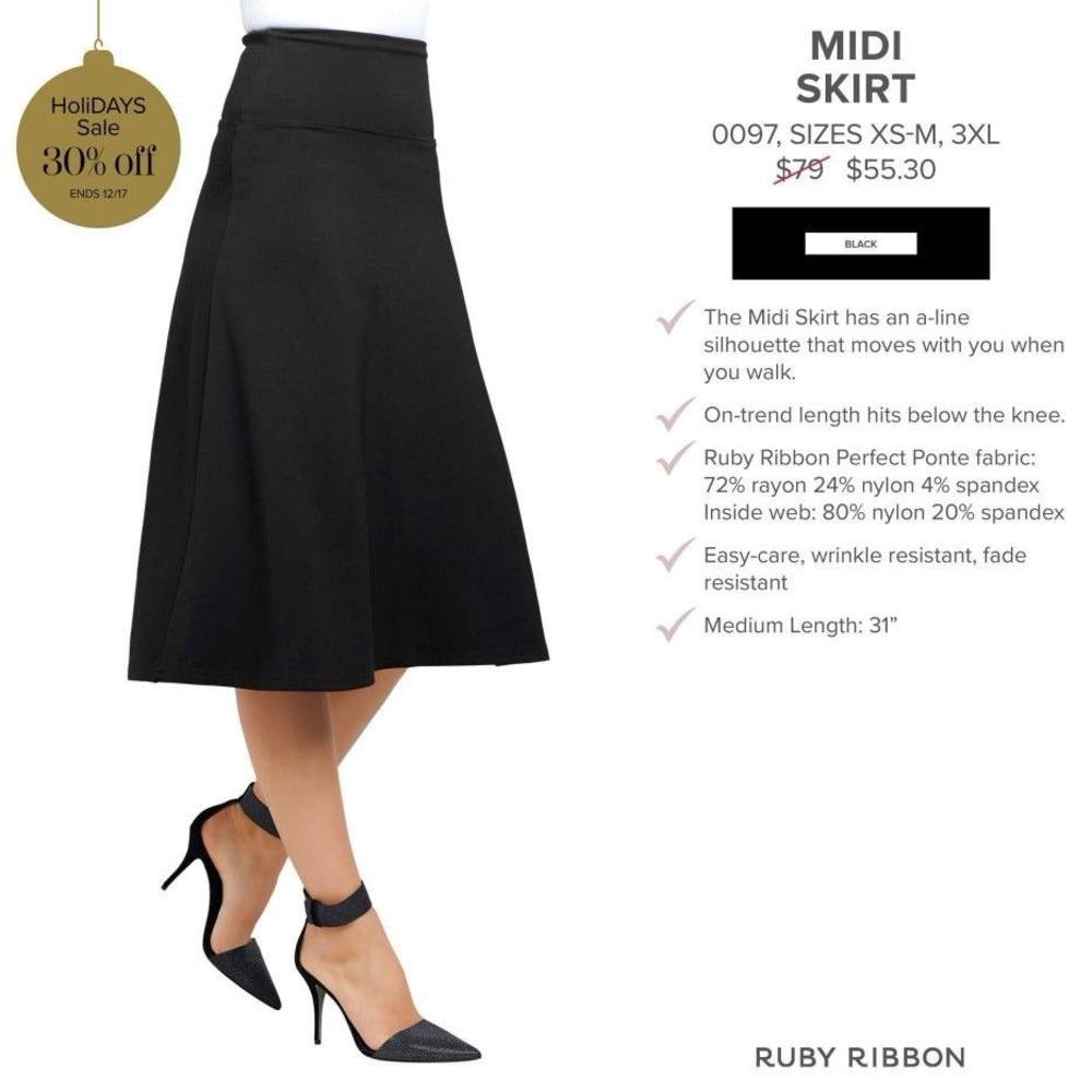 Ruby Ribbon Midi Skirt - Picture 2 of 5